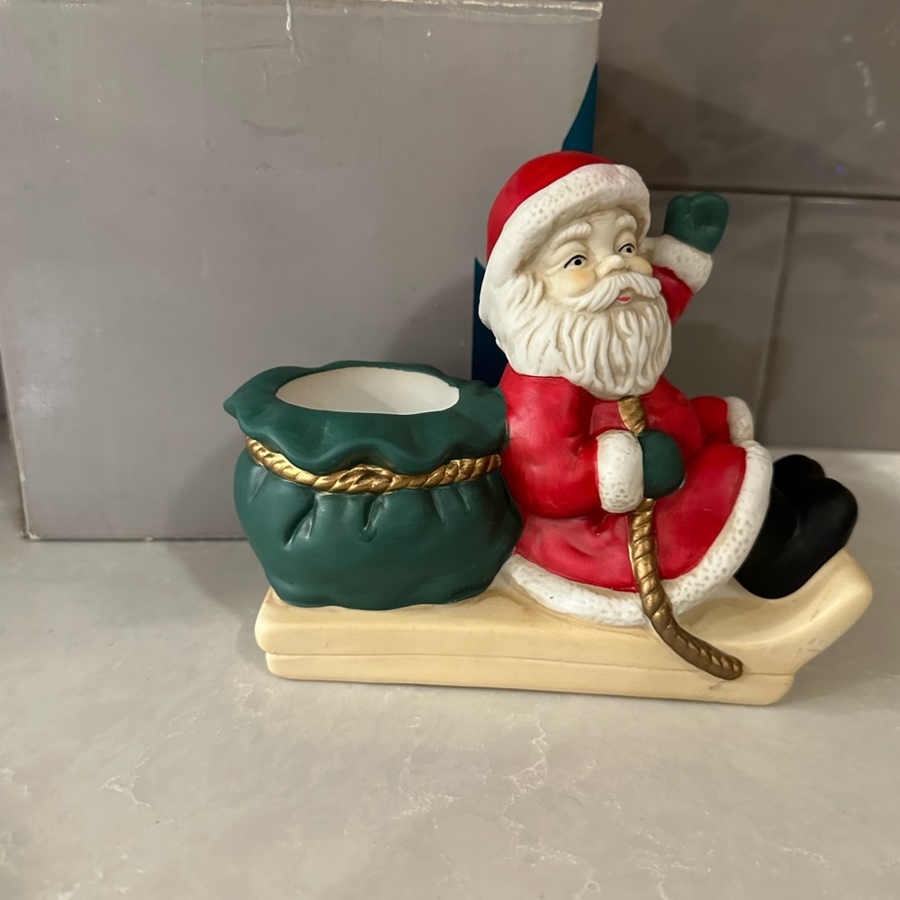 Partylite Santa ‘N Sleigh Candle Holder P0326 With Original Box
